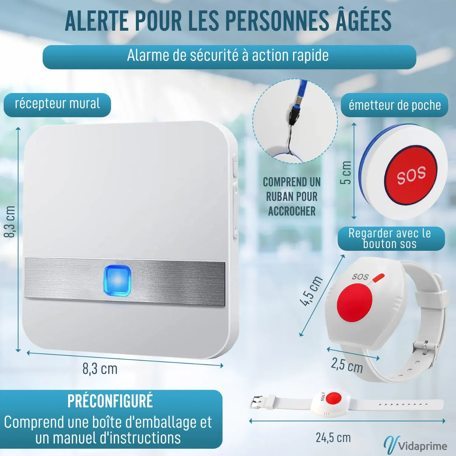 Alarme Avertisseur pour Personnes Âgées | Bouton d'Urgence SOS – Image 3