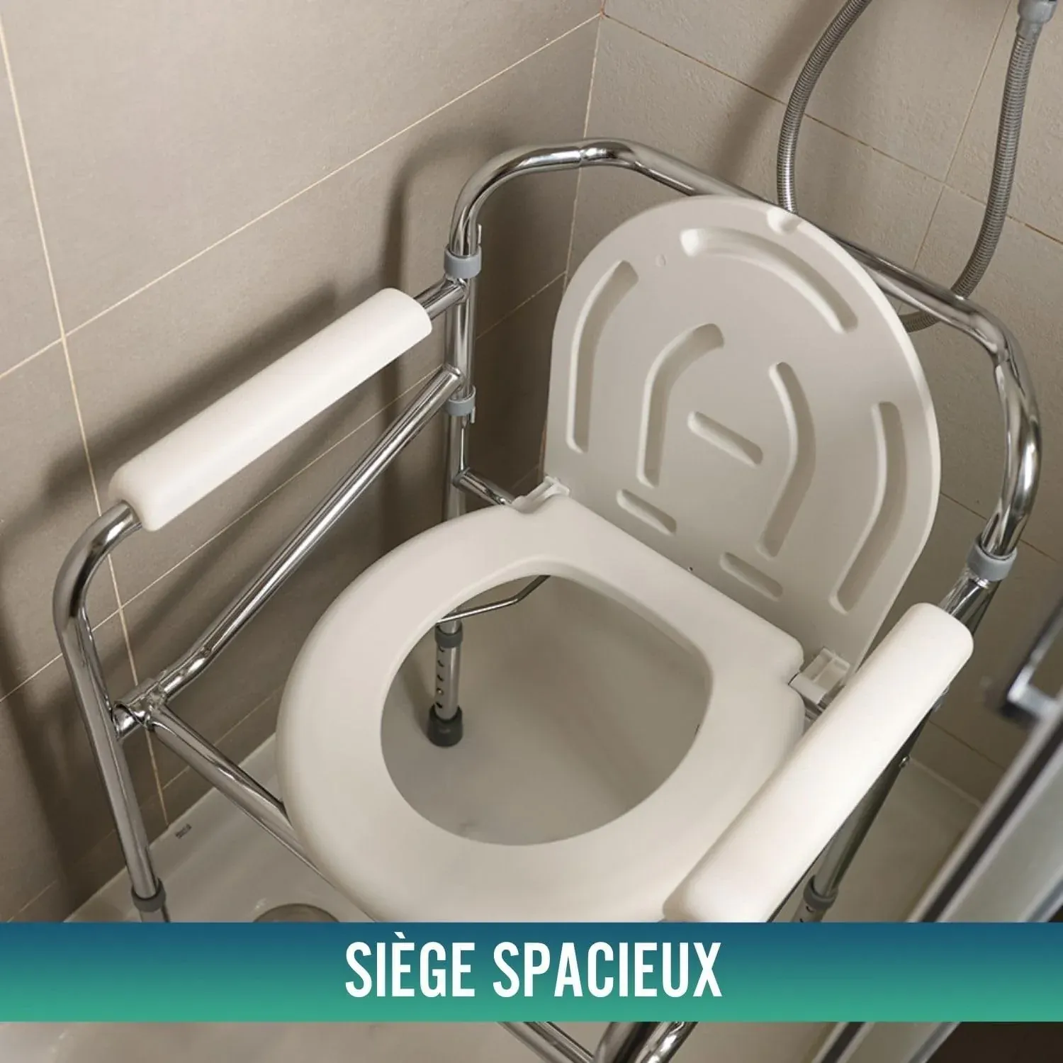 Chaise WC Portable avec Urinoir Intégré et Réglable en Hauteur – Image 6